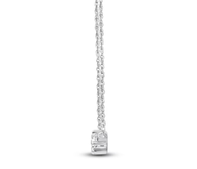 1/2 Carat Lab-Created Diamond Three-Stone Necklace in 14K White Gold – 18" Chain - Image 3